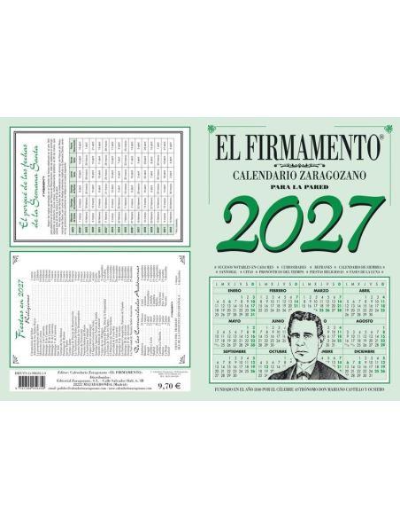 Calendario Zaragozano De Pared 2027 - Firmamento