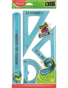 Juego Regla Escuadra Cartabon Semicirculo Maped Twistn Flexible