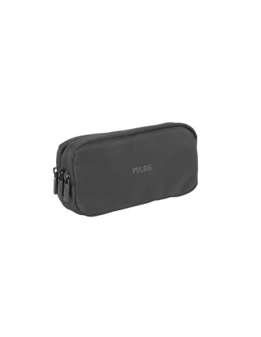 Estuche portatodo 3 cremalleras serie shadow, negro milán