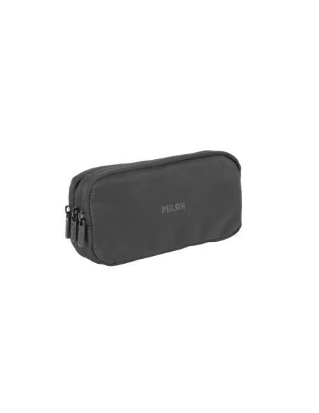 Estuche portatodo 3 cremalleras serie shadow, negro milán