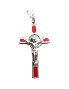 Cruz S. Benito Mini Plateada Roja 3,5Cm
