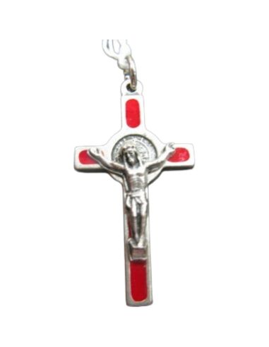 Cruz S. Benito Mini Plateada Roja 3,5Cm