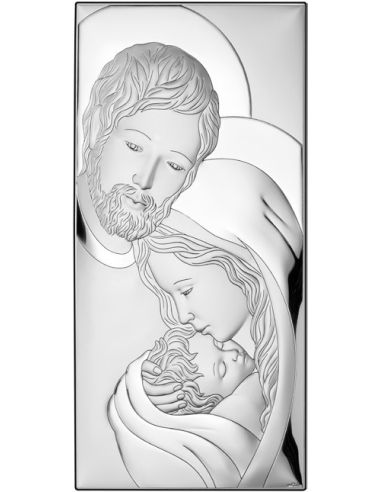 Cuadro Plata Sagrada Familia 15X26Cm