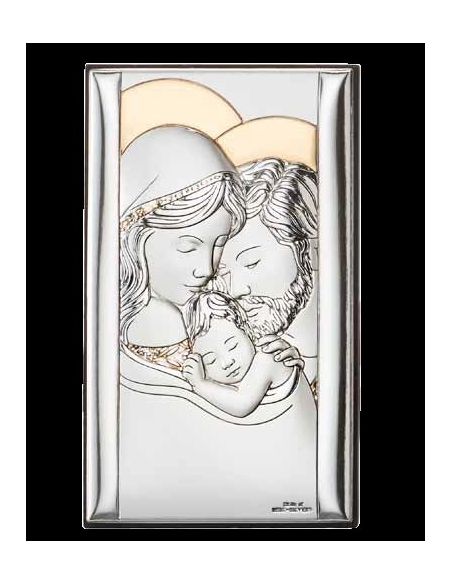 Cuadro Plata Oro Sagrada Familia 15X26Cm
