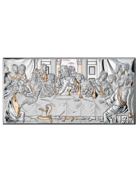 Cuadro Ultima Cena Plata Oro 15X9Cm