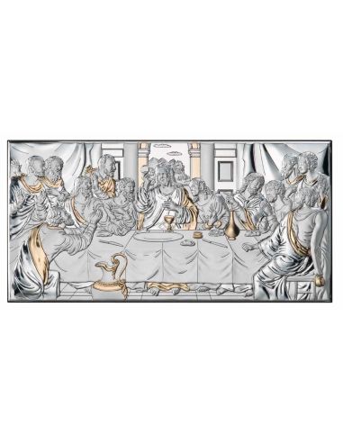 Cuadro Ultima Cena Plata Oro 11X6,5Cm
