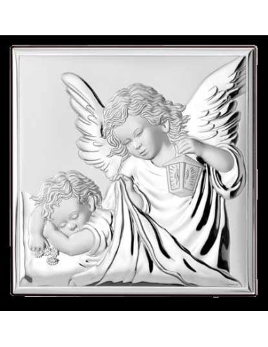Cuadro Angel Con Farol Plata 8X8Cm