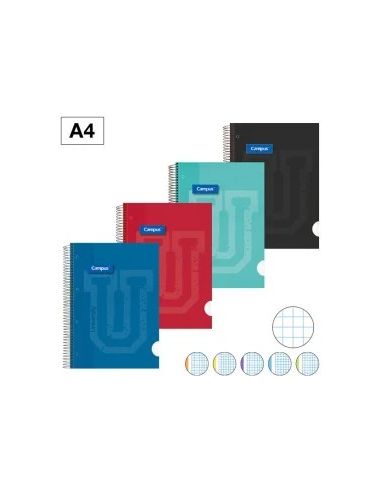 Bloc Espiral Campus Tapa Extradura A4 120 Hojas Microperforado Rayado 5 Mm