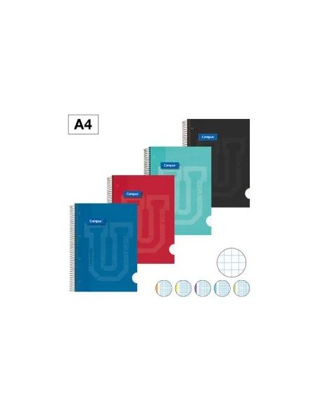 Bloc Espiral Campus Tapa Extradura A4 120 Hojas Microperforado Rayado 5 Mm