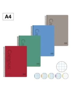 Bloc Espiral Campus A4 120 Hojas Microperforado Rayado 5 Mm Tapa Pp  Tapa Polipropileno