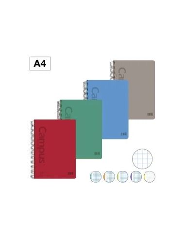 Bloc Espiral Campus A4 120 Hojas Microperforado Rayado 5 Mm Tapa Pp  Tapa Polipropileno