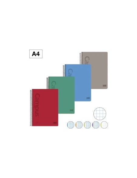 Bloc Espiral Campus A4 120 Hojas Microperforado Rayado 5 Mm Tapa Pp  Tapa Polipropileno