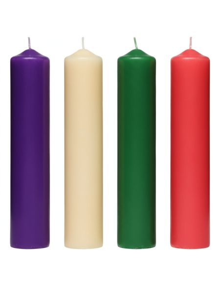 Velas Adviento 8X20Cm 4 Colores Liturgicos