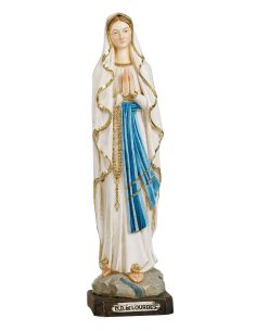 Virgen Lourdes 30 Cm Resina Marmol color todo Blanca