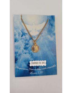 Collar San Miguel 11mm baño oro c/cadena acero