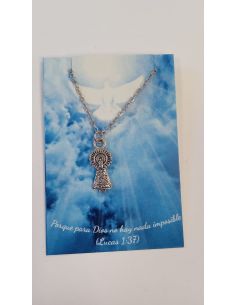 Collar Virgen del Pilar 20mm silueta baño plata c/cadena acero
