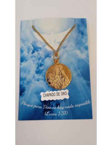 Collar Escapulario 20mm Baño oro c/cadena acero