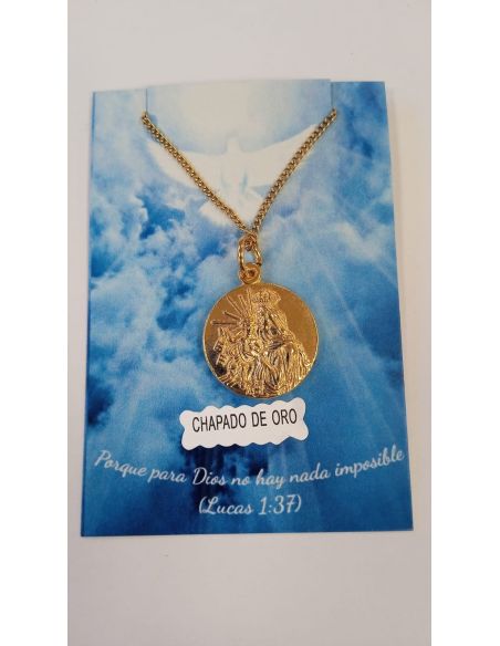 Collar Escapulario 20mm Baño oro c/cadena acero