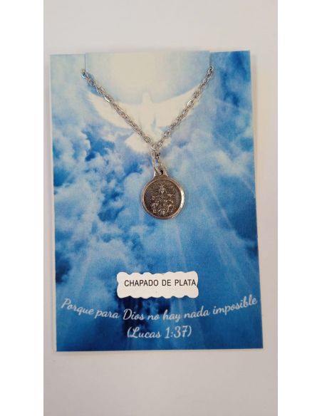 Collar Escapulario 12mm Baño 5mic plata c/cadena acero