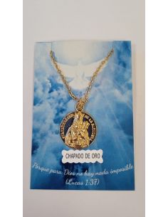 Collar V. Almudena 19mm Baño oro c/cadena acero