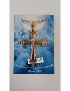Collar Cruz Papa León XIV 60mm Baño oro c/cadena acero