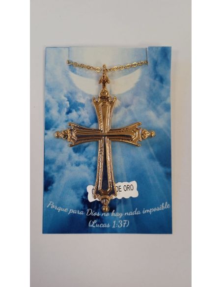 Collar Cruz Papa León XIV 60mm Baño oro c/cadena acero