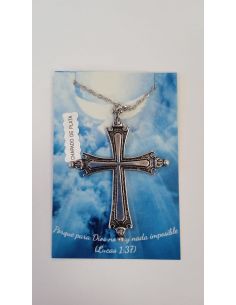 Collar Cruz Papa León XIV 60mm Baño de plata c/cadena acero