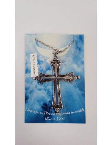 Collar Cruz Papa León XIV 60mm Baño de plata c/cadena acero
