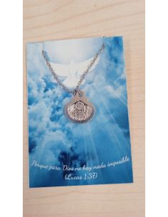 Collar concha del peregrino doble cara 13mm Baño de plata c/cadena acero