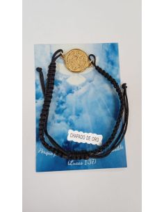 Pulsera S.Benito 15mm baño oro macramé negro