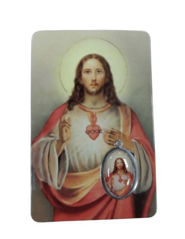 Estampa Medalla 85X55Mm Pvc-Resina. Corazon De Jesus