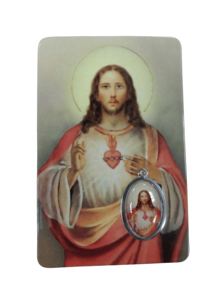 Estampa Medalla 85X55Mm Pvc-Resina. Corazon De Jesus