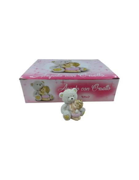 Osito Con Angel 5Cm Resina Color Rosa (12)