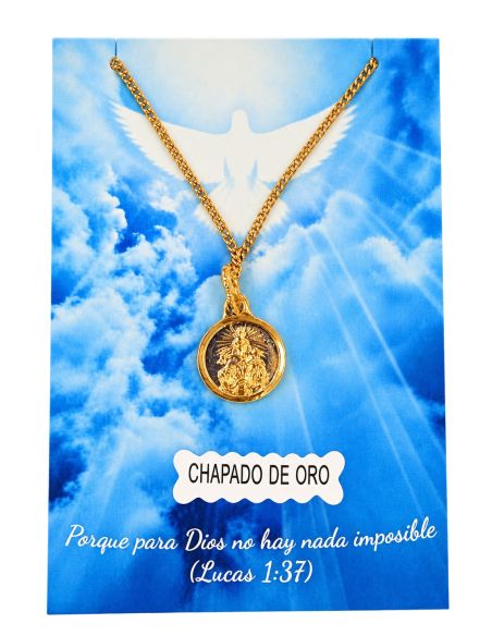 Collar Escapulario 12mm Baño oro c/cadena acero