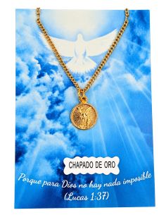 Collar San Miguel 11mm baño oro c/cadena acero