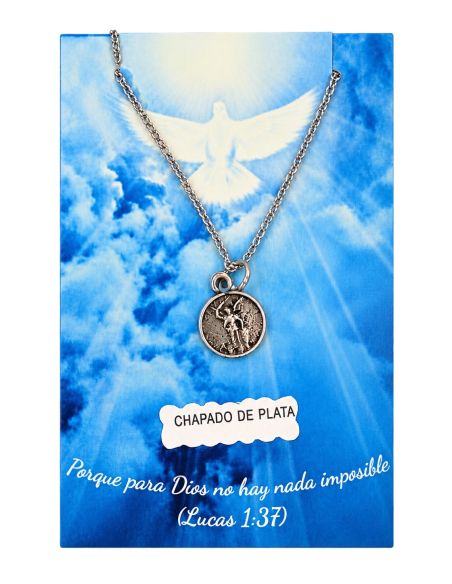 Collar San Miguel 11mm baño 5mic plata c/cadena acero