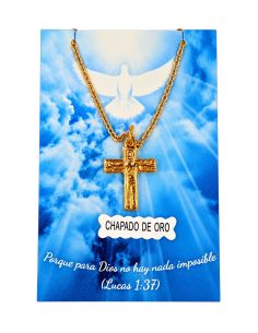 Collar Cruz itinerante Camino baño oro 20mm baño c/cadena acero