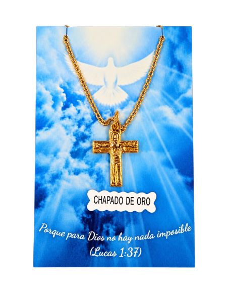 Collar Cruz itinerante Camino baño oro 20mm baño c/cadena acero
