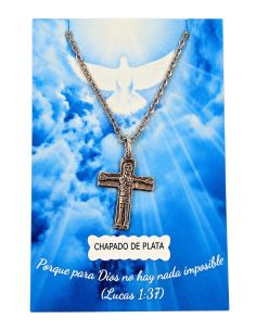 Collar Cruz itinerante Camino baño 5mic 20mm plata c/cadena acero