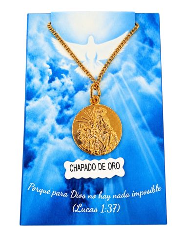 Collar Escapulario 20mm Baño oro c/cadena acero