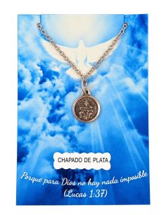 Collar Escapulario 12mm Baño 5mic plata c/cadena acero