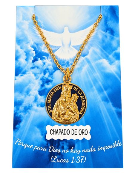 Collar V. Almudena 19mm Baño oro c/cadena acero