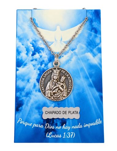 Collar V. Almudena 19mm Baño 5mic plata c/cadena acero