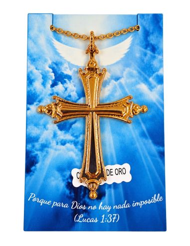 Collar Cruz Papa León XIV 60mm Baño oro c/cadena acero
