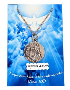 Collar Escapulario 20mm Baño 5mic plata c/cadena acero
