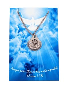 Collar concha del peregrino doble cara 13mm Baño de plata c/cadena acero