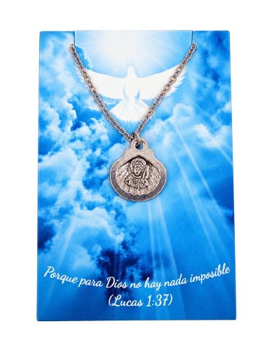 Collar concha del peregrino doble cara 13mm Baño de plata c/cadena acero