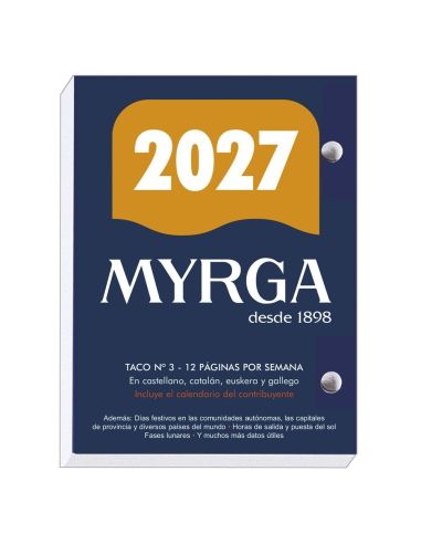 Taco Calendario Myrga Sobremesa Nº 3 2027