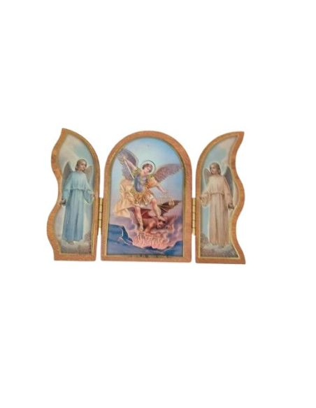 Triptico Madera Oro 6X9Cm San Miguel