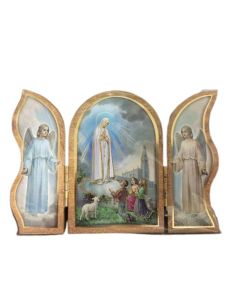 Triptico Madera Oro 6X9Cm Fatima C/Santuario